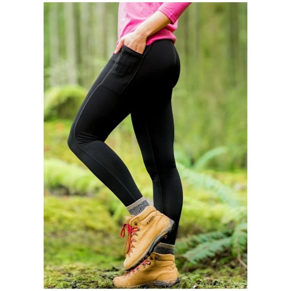 Woolx MerinoFlex McKenna Black Merino Wool Blend High Waisted Leggings Small